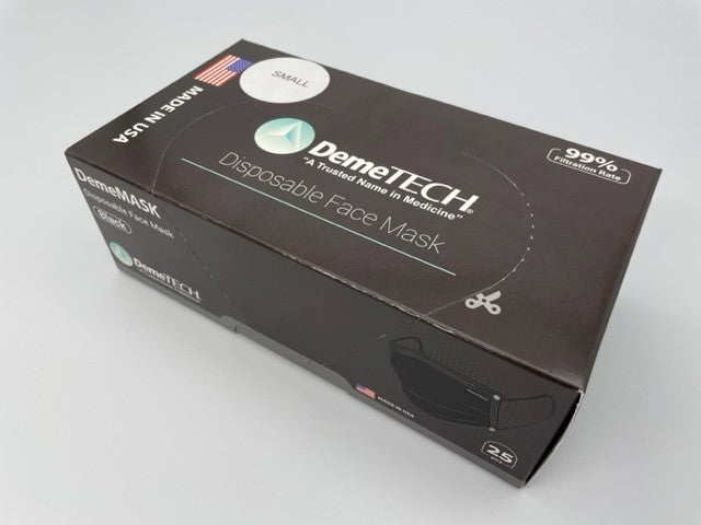 DemeMask-KIDS-Black 3ply ASTM Level 3 Mask-MADE IN USA-25 per box