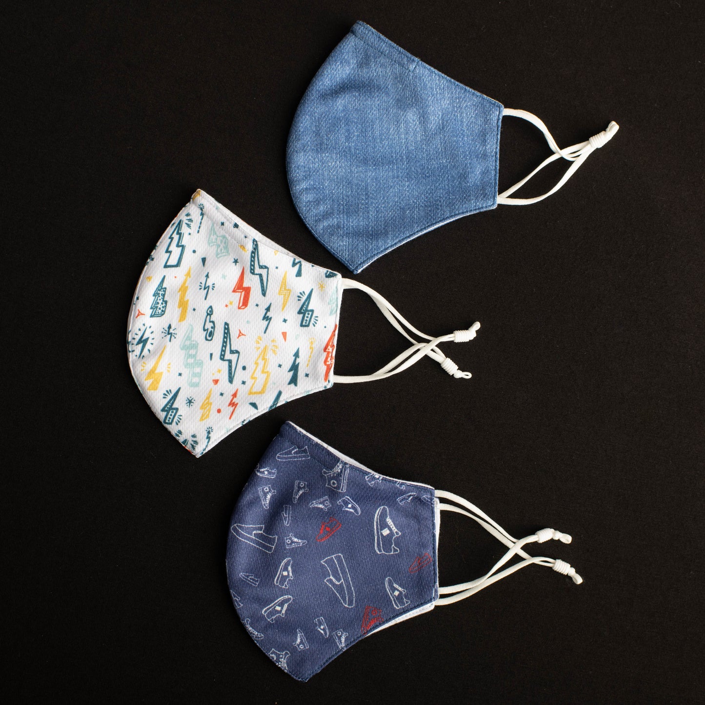 Adult/Teen "Denim Flash" 3-Pack With Adjustable Ear Loops
