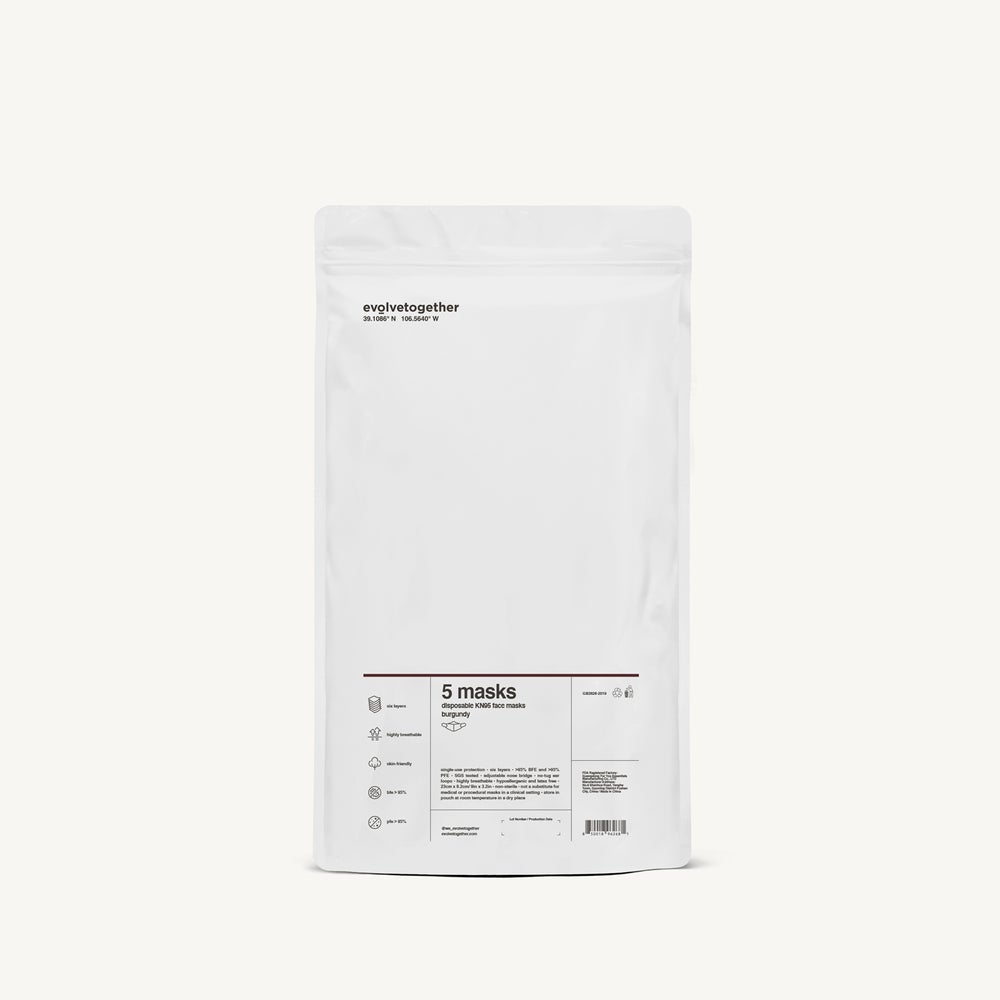 evolvetogether™ Burgundy Disposable KN95 Face Masks (5 Pack)